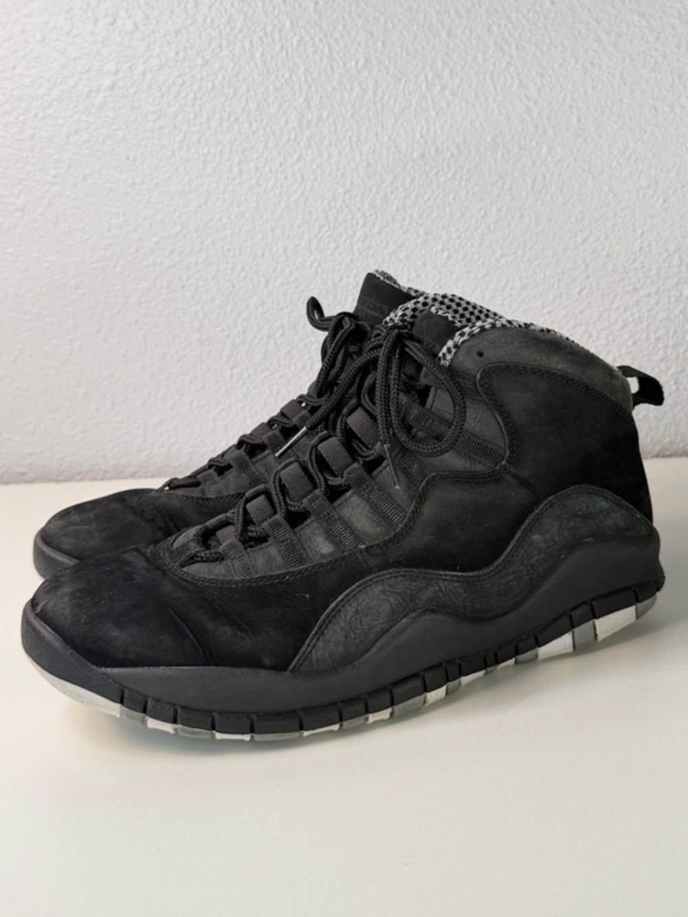 Nike Air Jordan 10 Retro Stealth Black Nubuck Checkered Size 10 Basketball Shoes